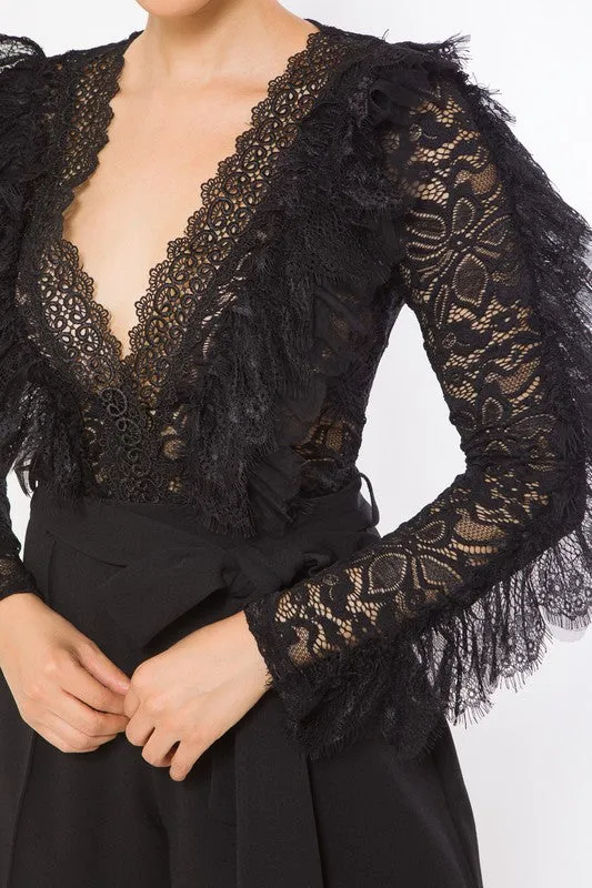 Fair Trade Black Lace Romper