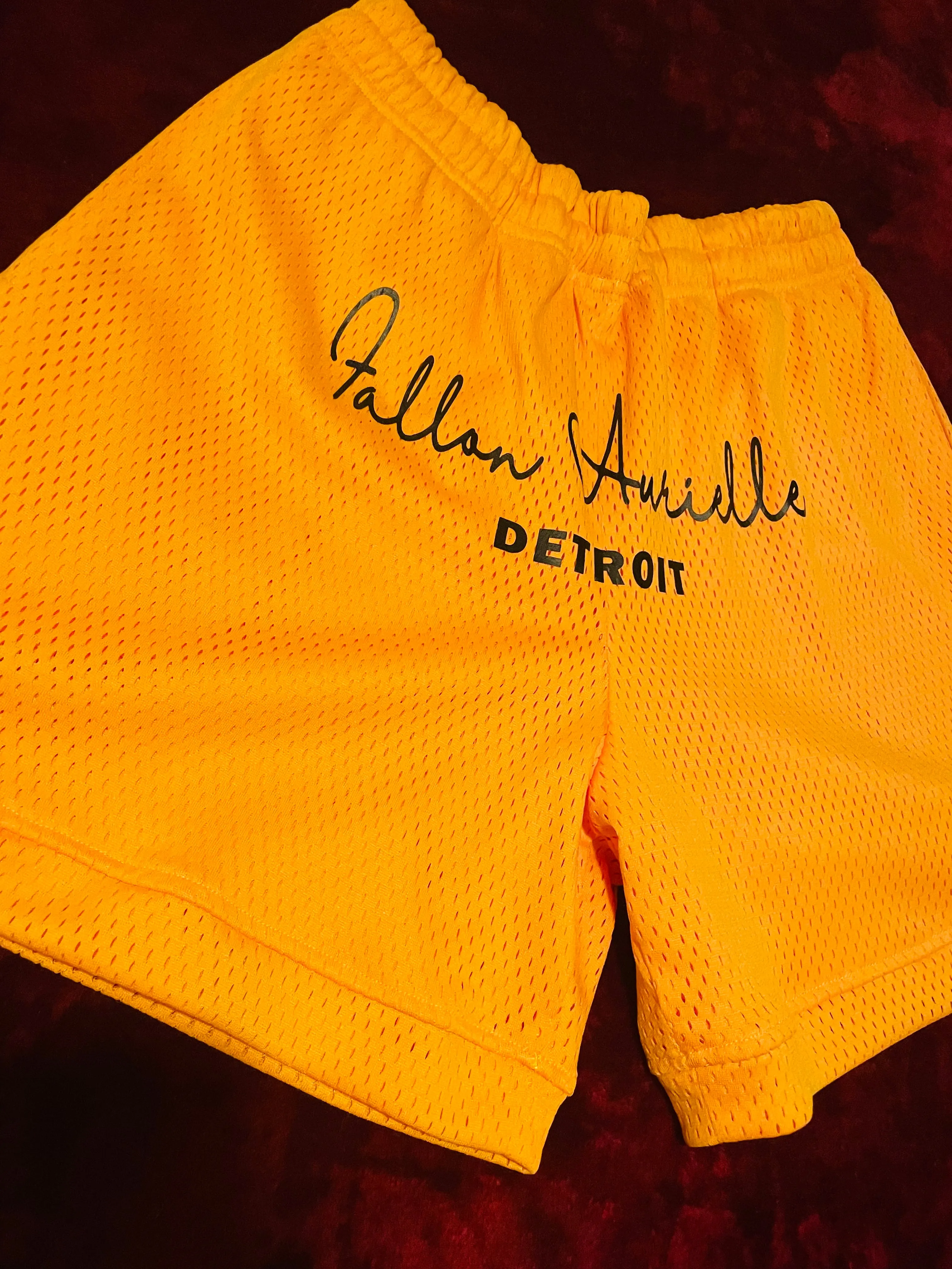 Fallon Aurielle Unisex Signature 3 Piece Detroit Rep Yo Set Basketball Short Set (Black & Gold)