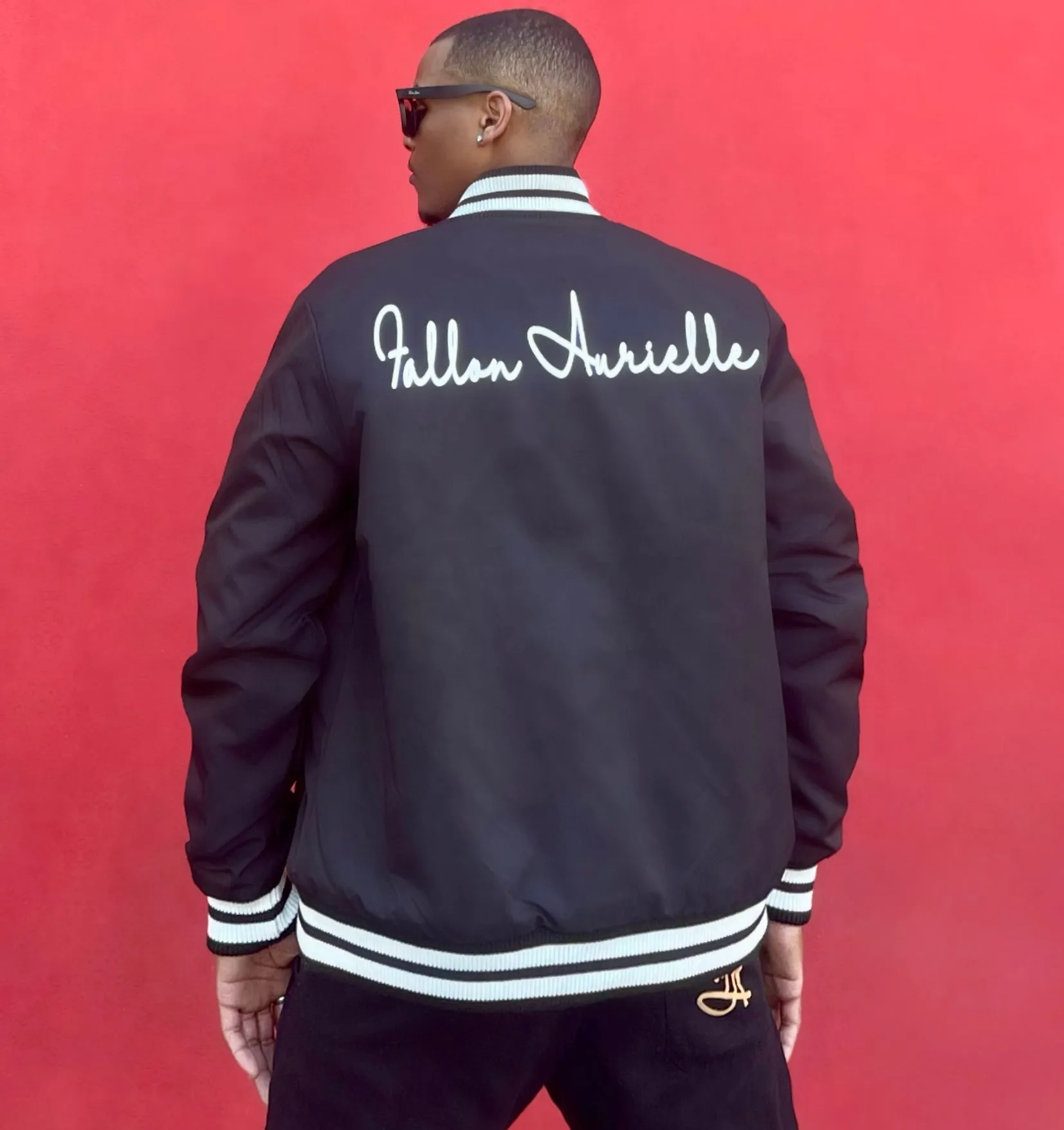 Fallon Aurielle Unisex Signature Classic FASlay Gang Bomber Jacket (Black & White)