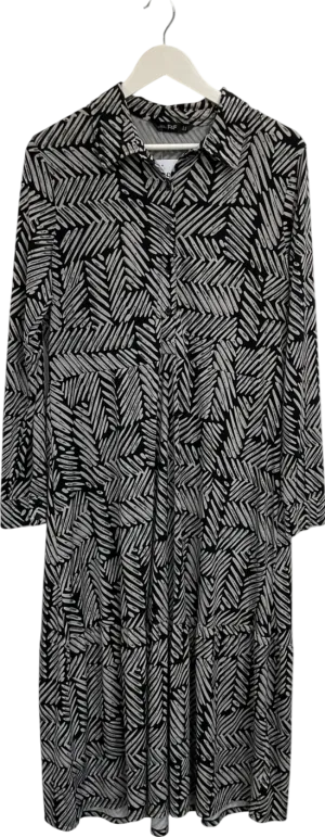 F&F Black Abstract Print Shirt Dress UK 18
