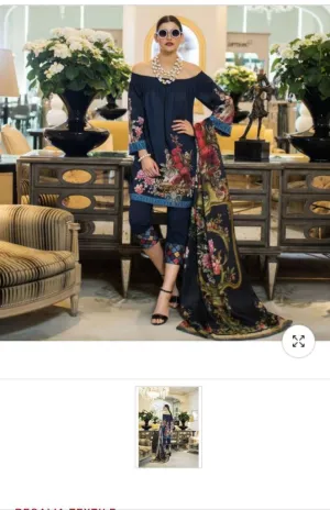 Fantastic Navy Blue Kurta Capri Lawn dress by honey waqar - L1541