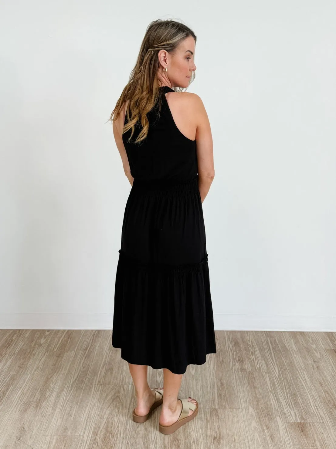 Farrah Midi Dress in Black