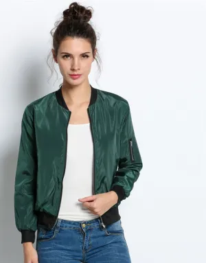 Fashion Bomber Jacket Women Long Sleeve Basic Coats Casual Thin Slim Outerwear Short MA1 Pilot Bomber Jackets