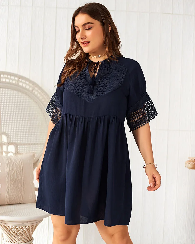 Fashion Large Size Women's Summer Solid Color Short-sleeved Dress