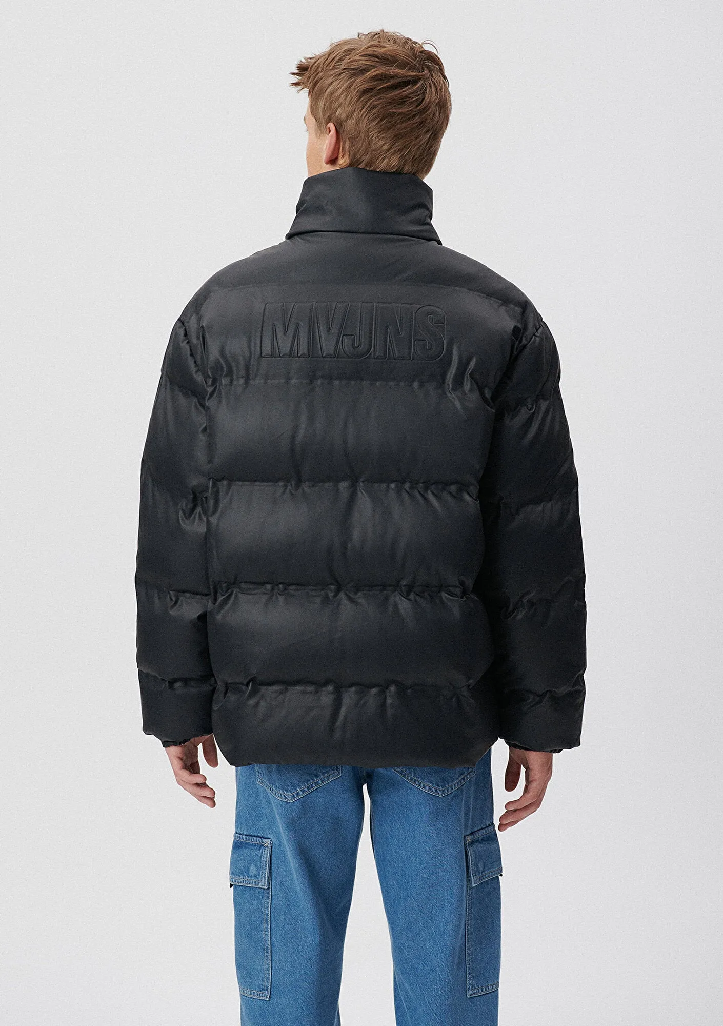 Faux Leather Black Puffer Jacket
