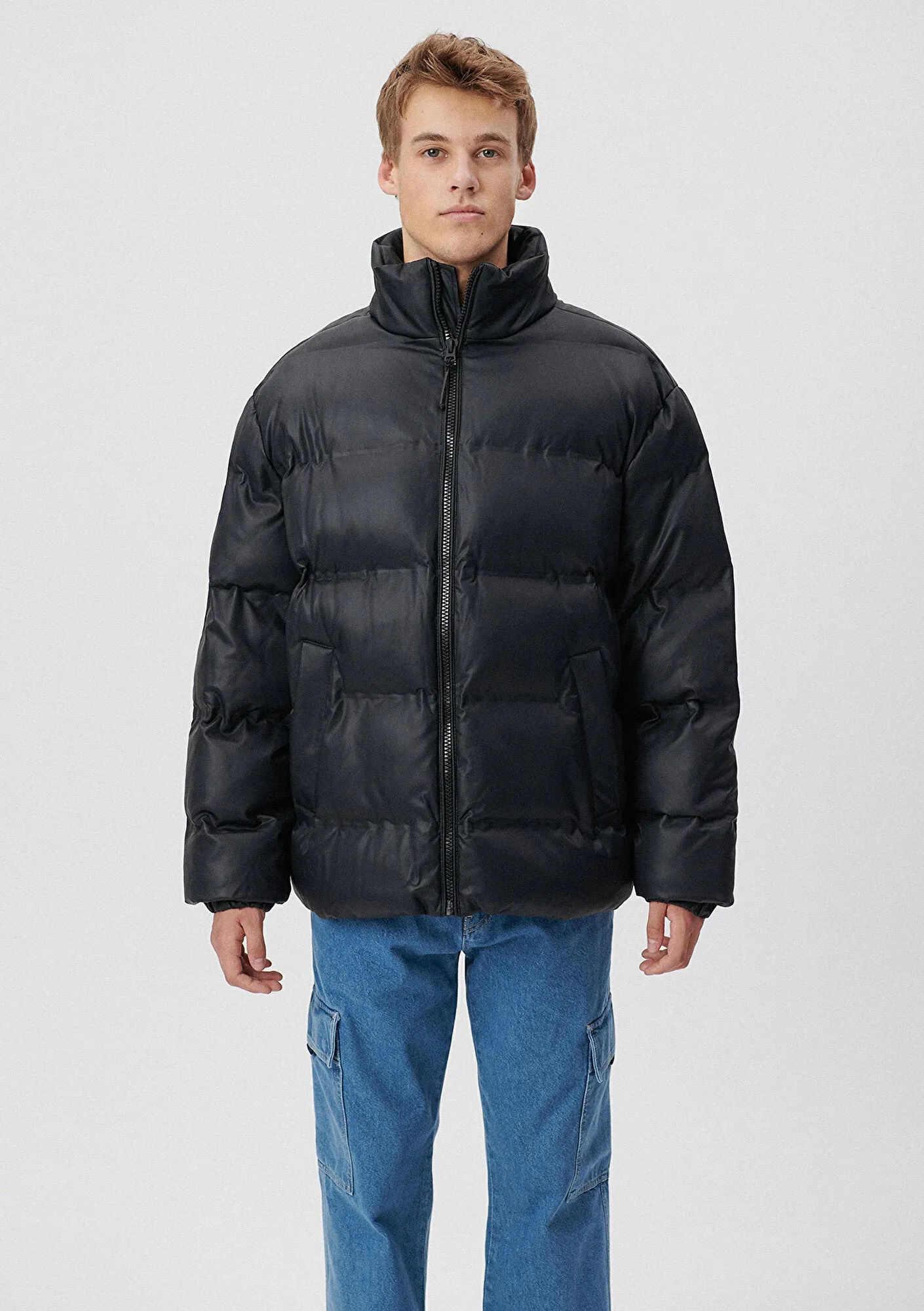 Faux Leather Black Puffer Jacket
