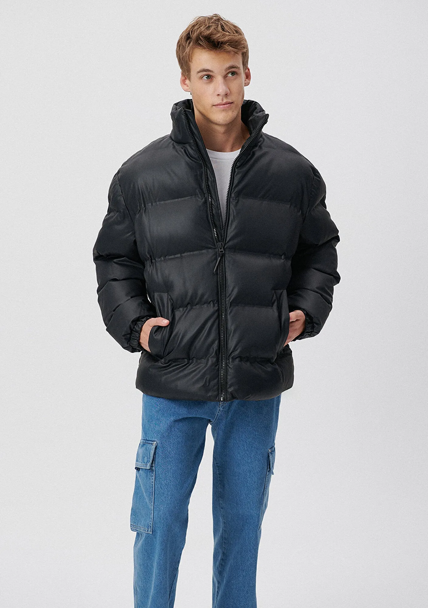 Faux Leather Black Puffer Jacket