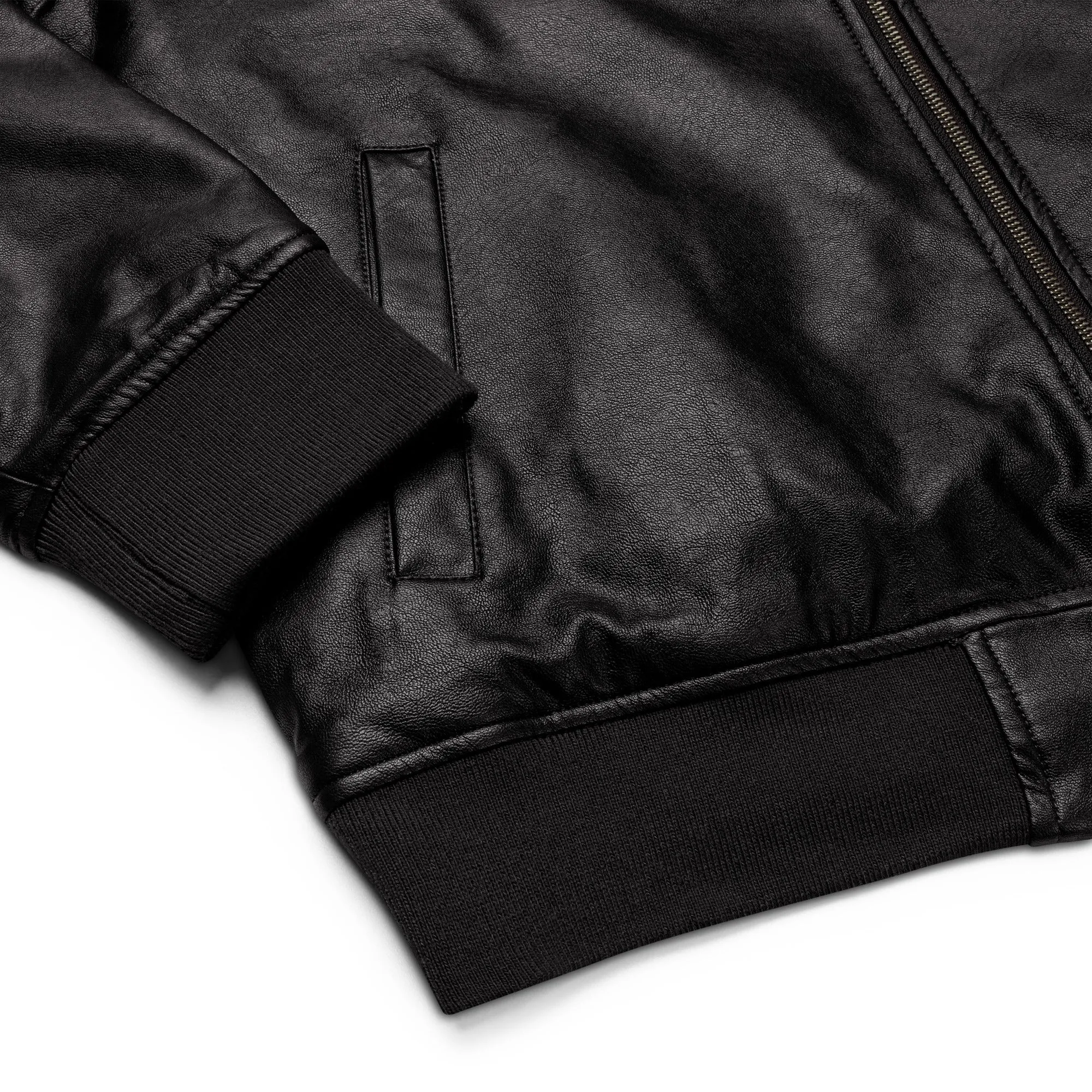 Faux Leather Bomber Jacket