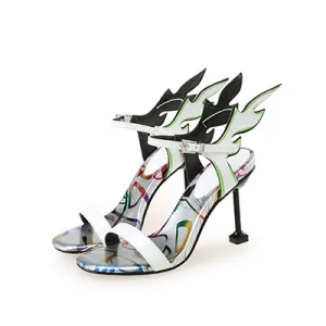 Female Buckle Design Flame Slingback Sandals 2022 Women Stiletto
