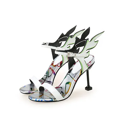 Female Buckle Design Flame Slingback Sandals 2022 Women Stiletto