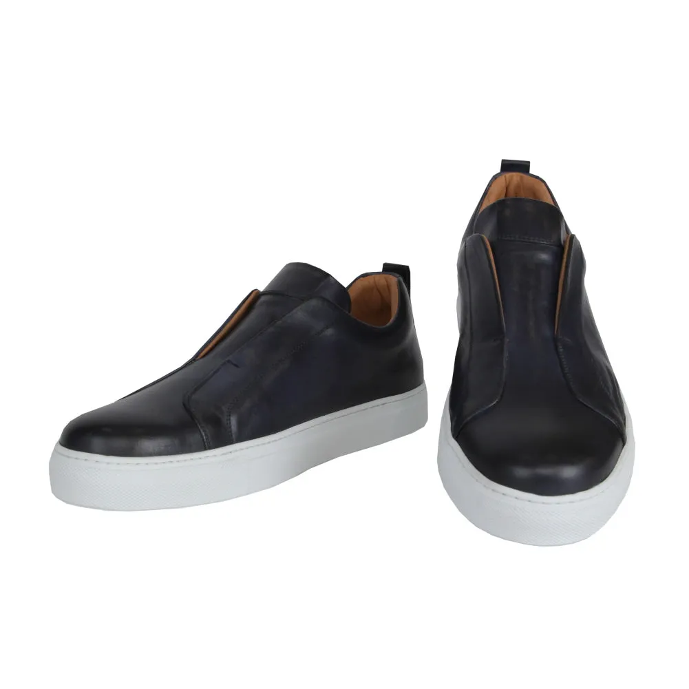 Fiori Di Lusso Dark Blue Slip-On Sneakers