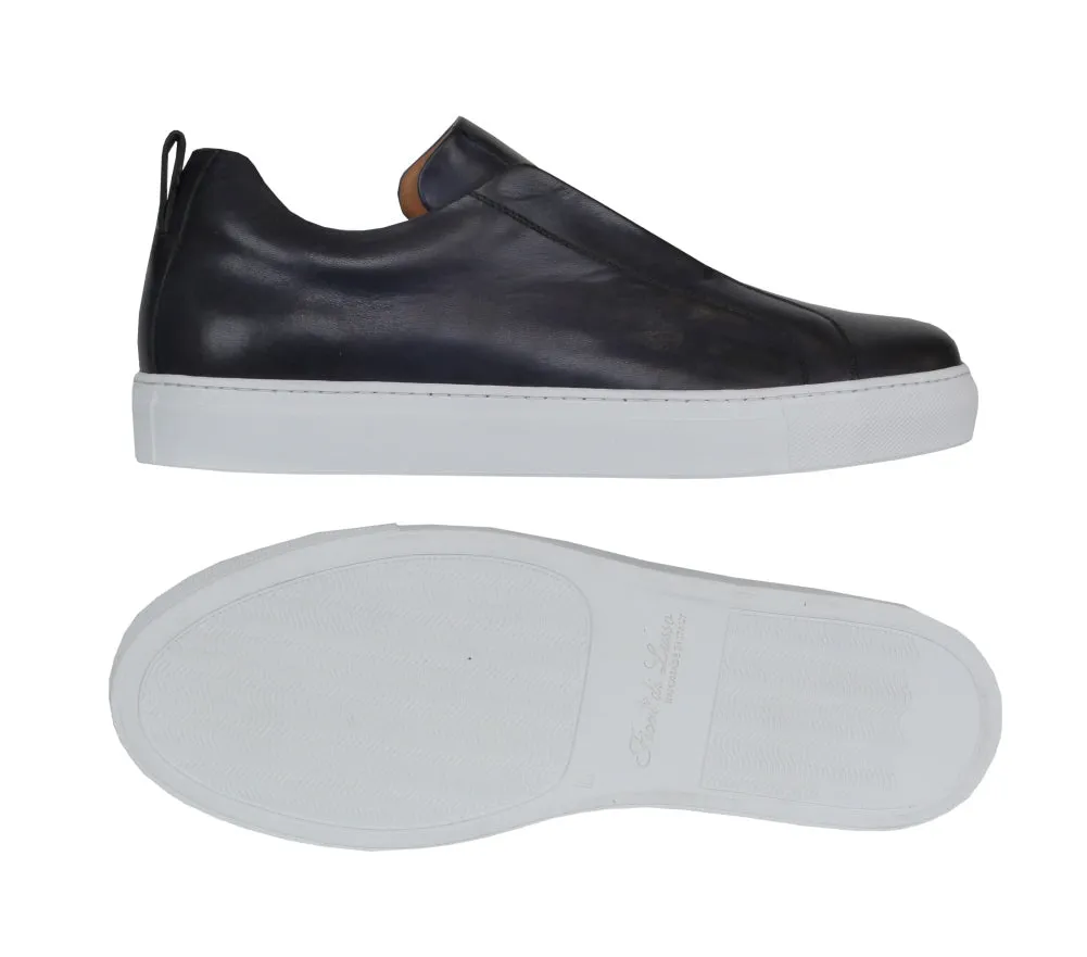 Fiori Di Lusso Dark Blue Slip-On Sneakers