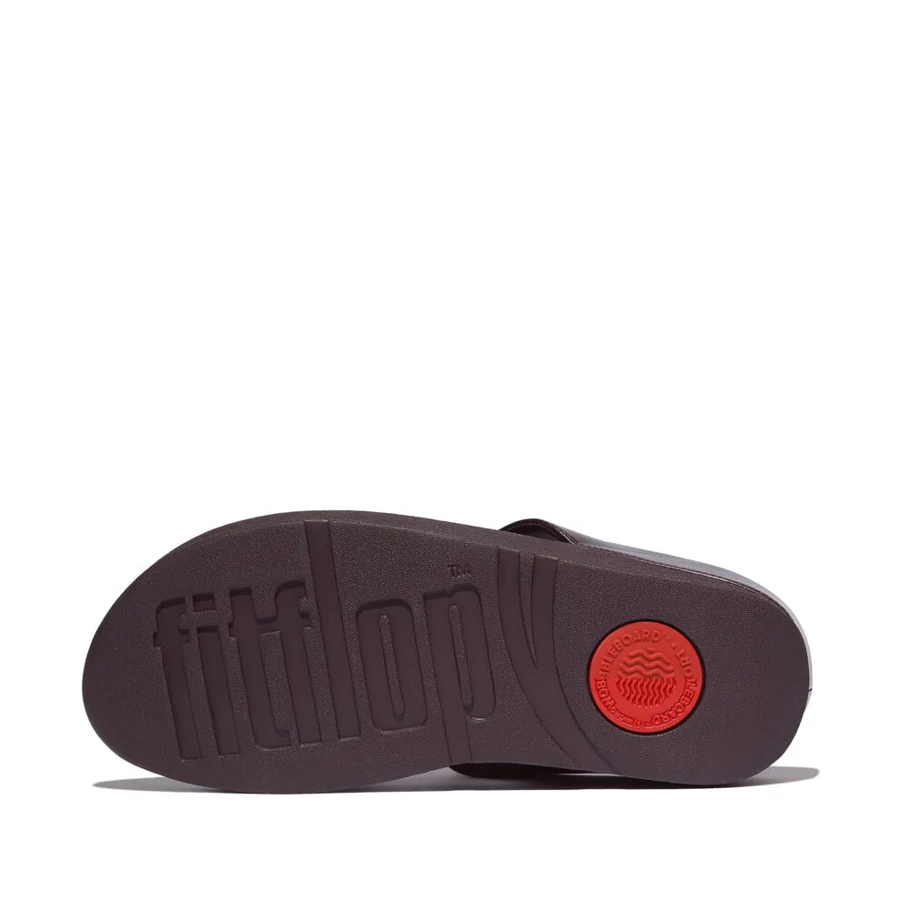 FitFlop Fino Bauble Bead Leather Sandals - Metallic Plumberry