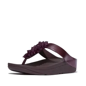 FitFlop Fino Bauble Bead Leather Sandals - Metallic Plumberry