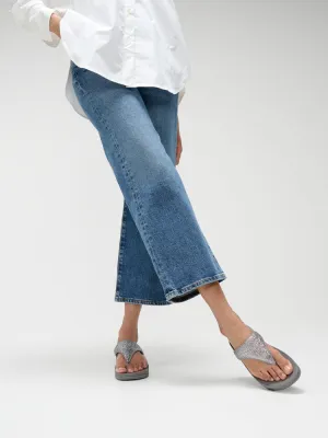 FitFlop Lulu Crinkled Shimmer Sandals - Silvereen