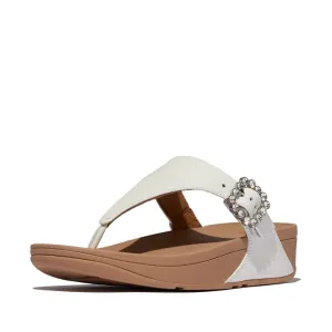FitFlop Lulu Crystal Buckle Leather Sandals - Urban White