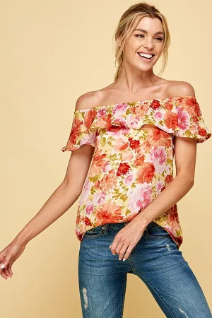Floral boho off shoulder blouse
