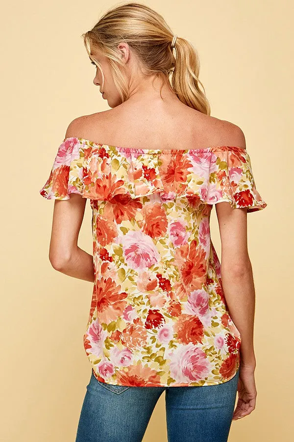 Floral boho off shoulder blouse