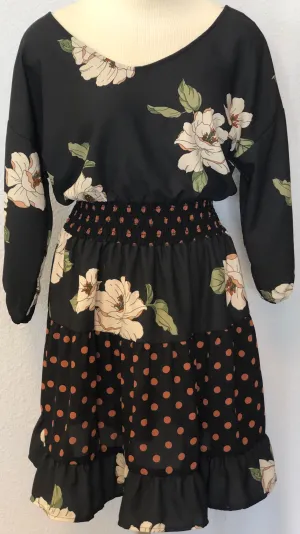 FLORAL DOTTED PRINT DRESS