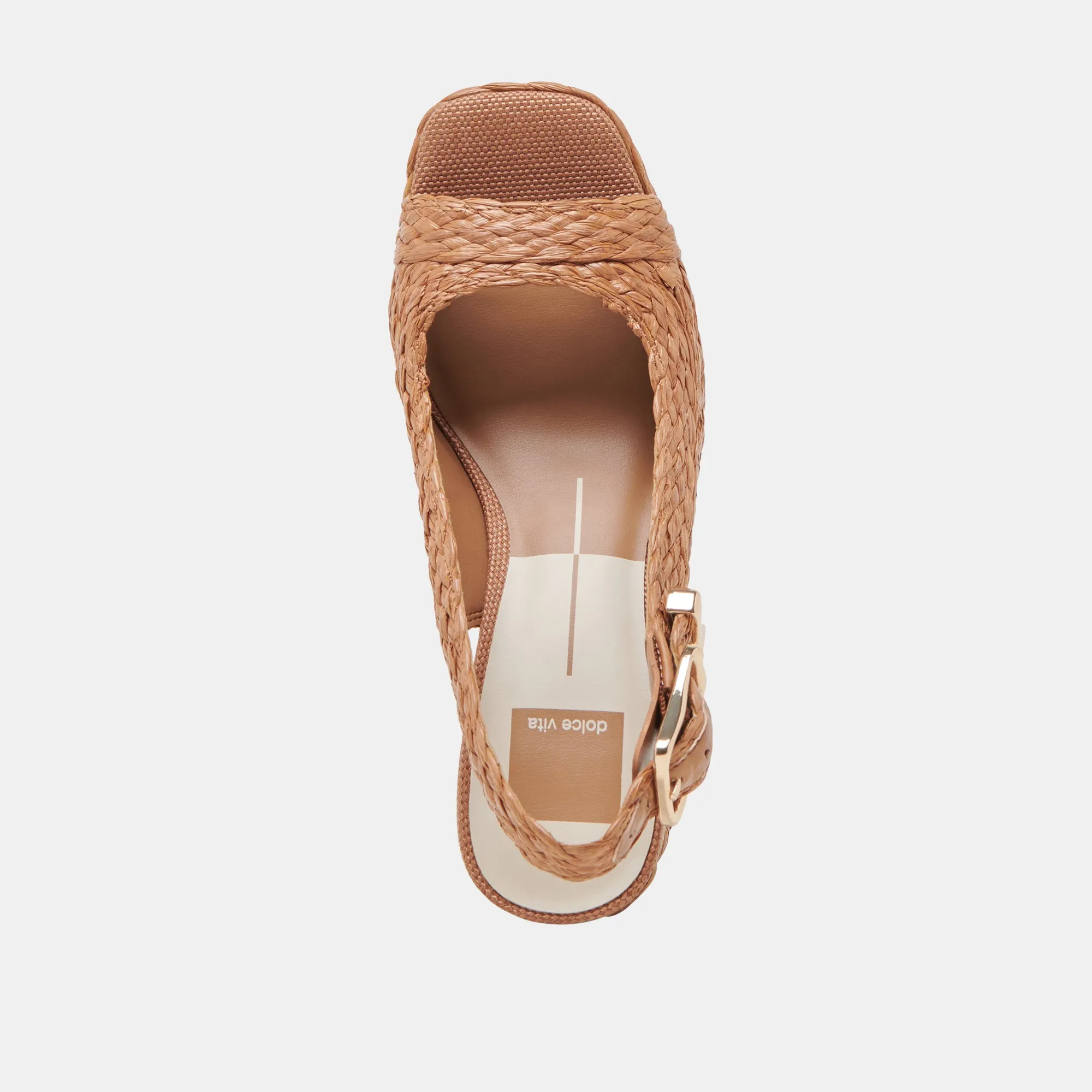 FLORES HEELS COGNAC RAFFIA