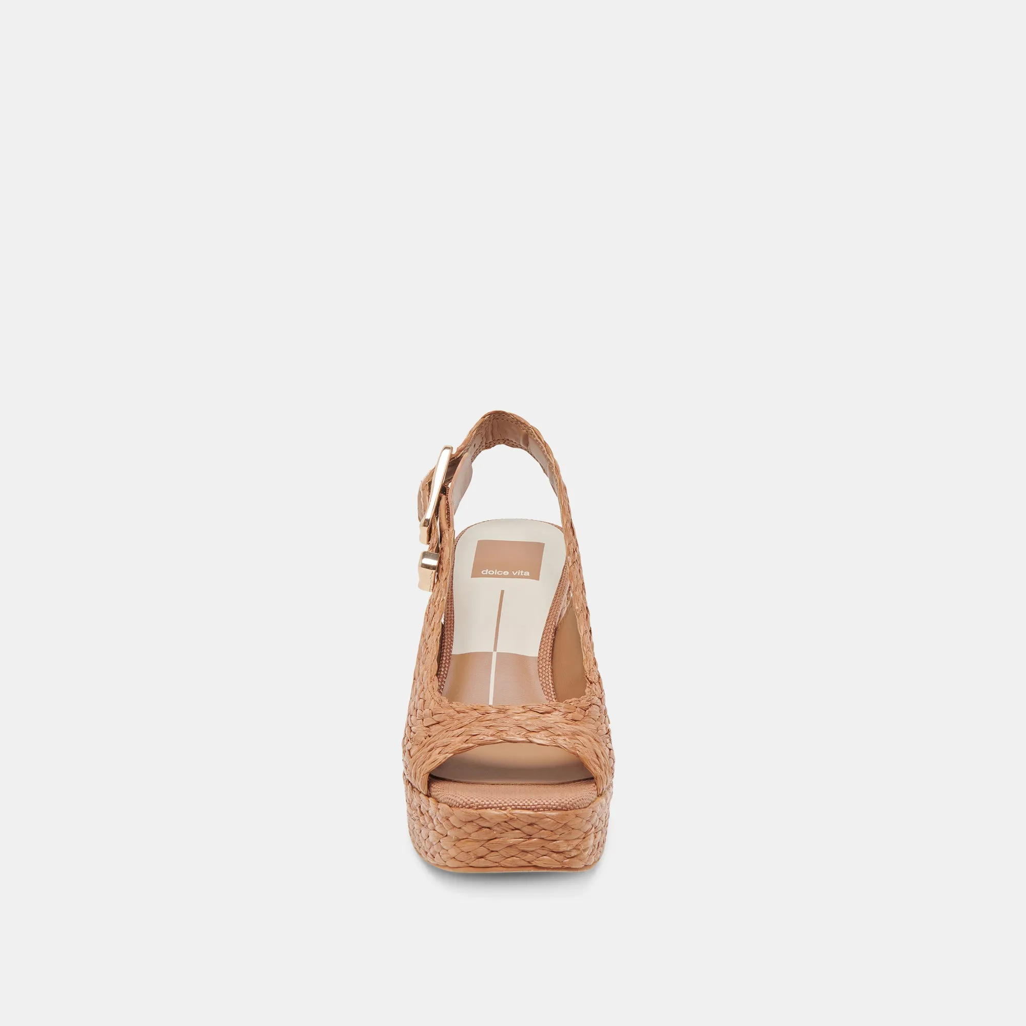 FLORES HEELS COGNAC RAFFIA