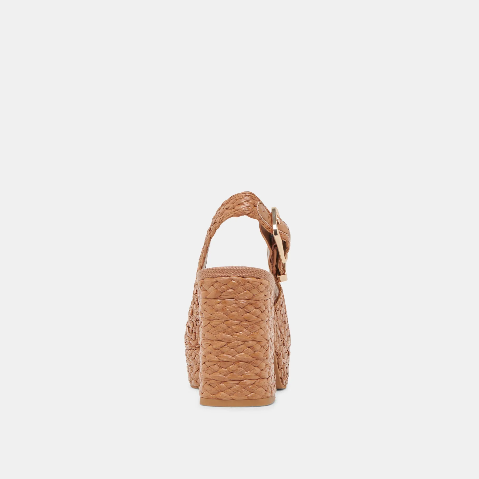 FLORES HEELS COGNAC RAFFIA