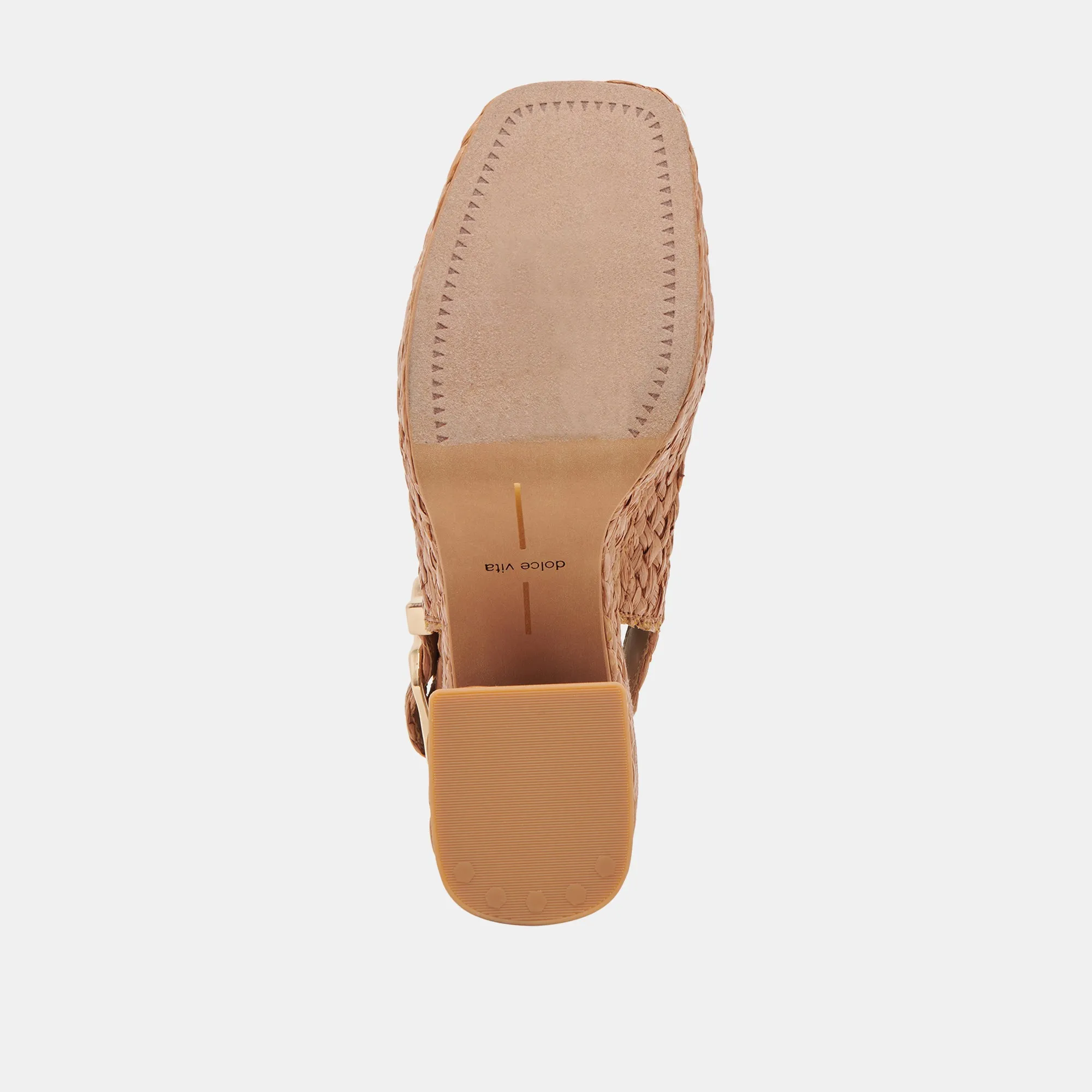 FLORES HEELS COGNAC RAFFIA