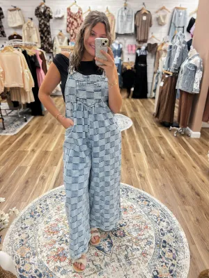 Gemma Denim Checkered Jumpsuit