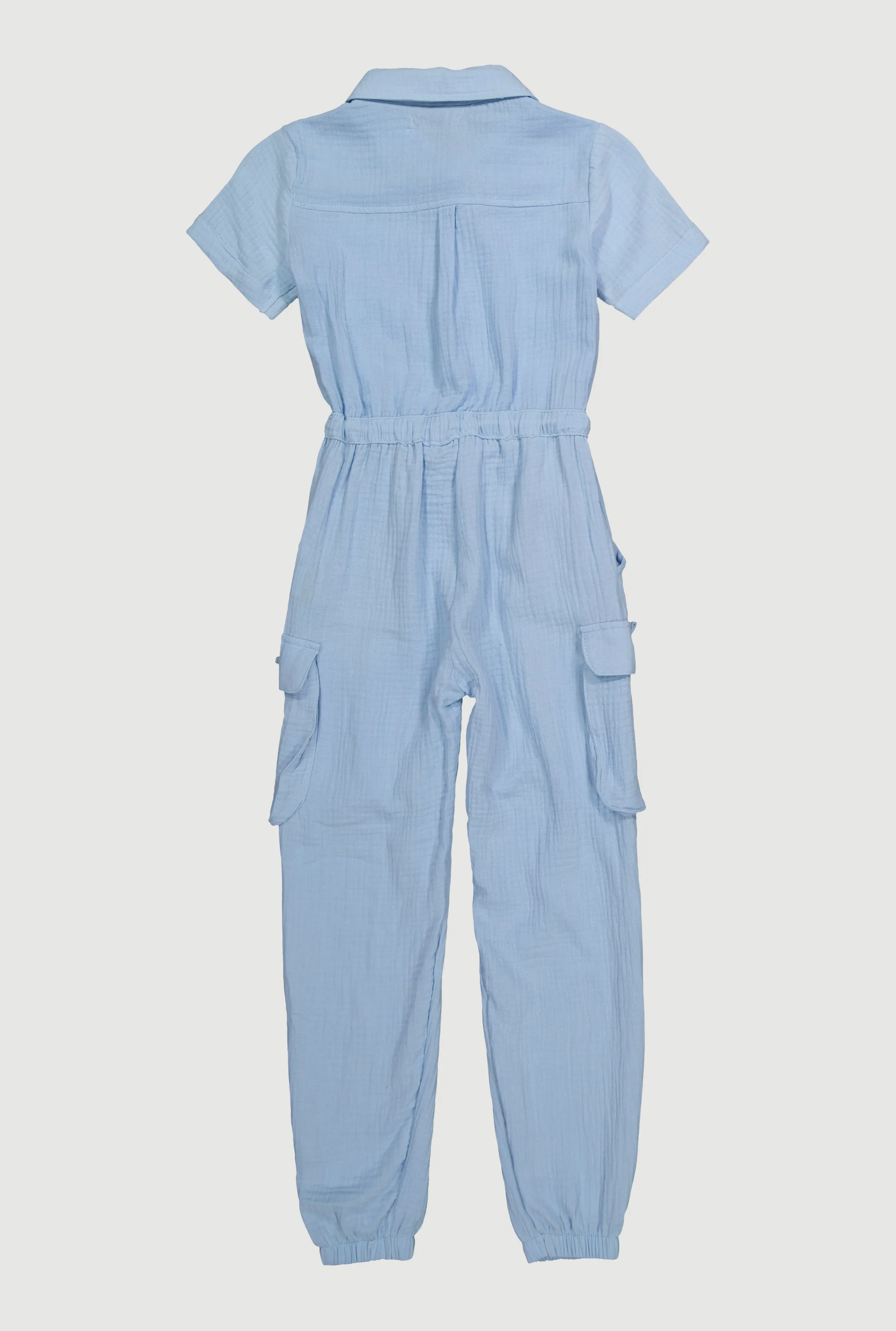 Girls Gauze Knit Utility Jumpsuit