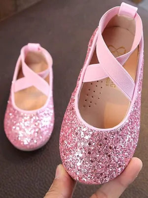 Girls Sparkly Glitter Ballet Flats By Liv and Mia