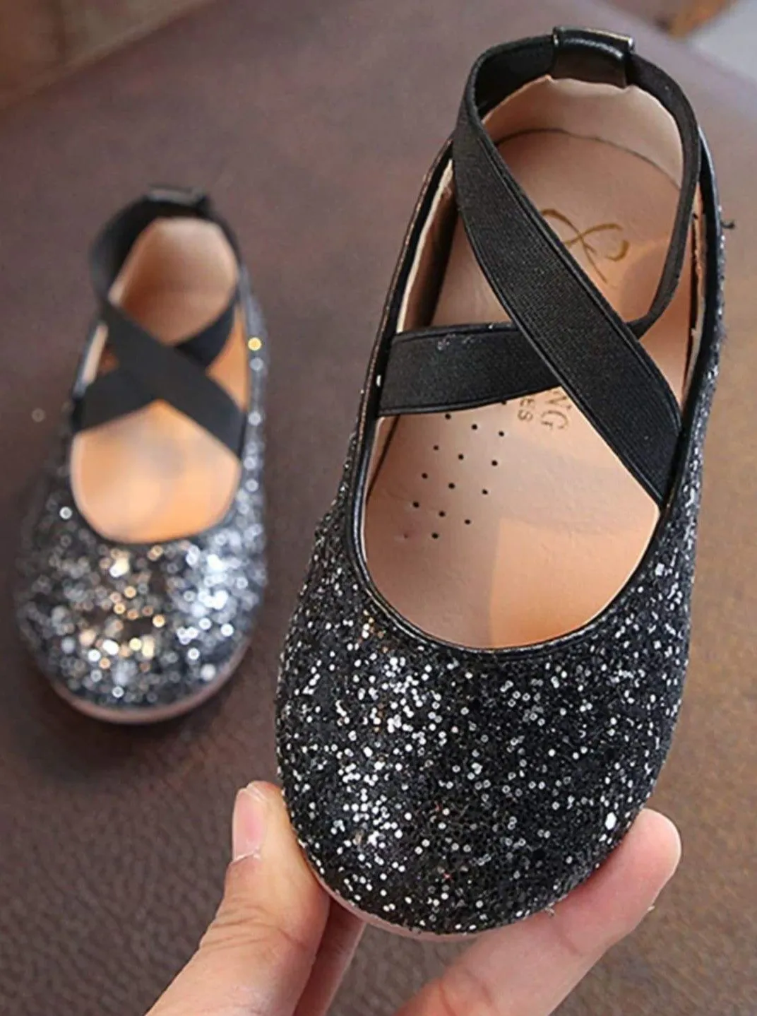 Girls Sparkly Glitter Ballet Flats By Liv and Mia