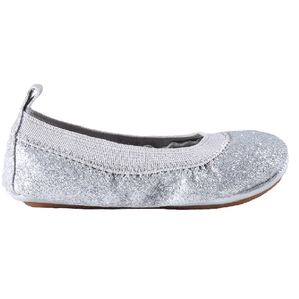 Glitter Ballet Flats, Silver (Toddler)