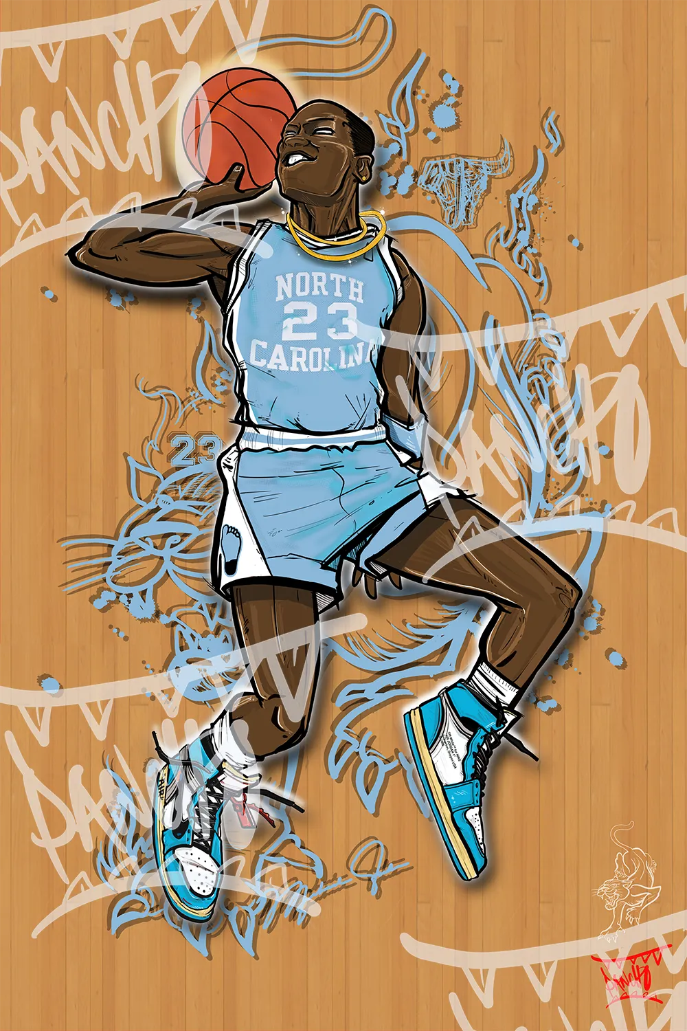 GOATSeries: UNC Black Cat Art print