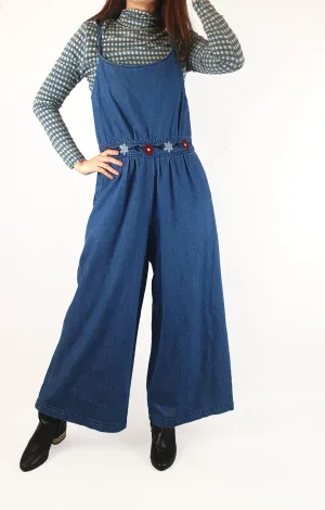 Gorman denim sleeveless jumpsuit with embroidery detail size 10