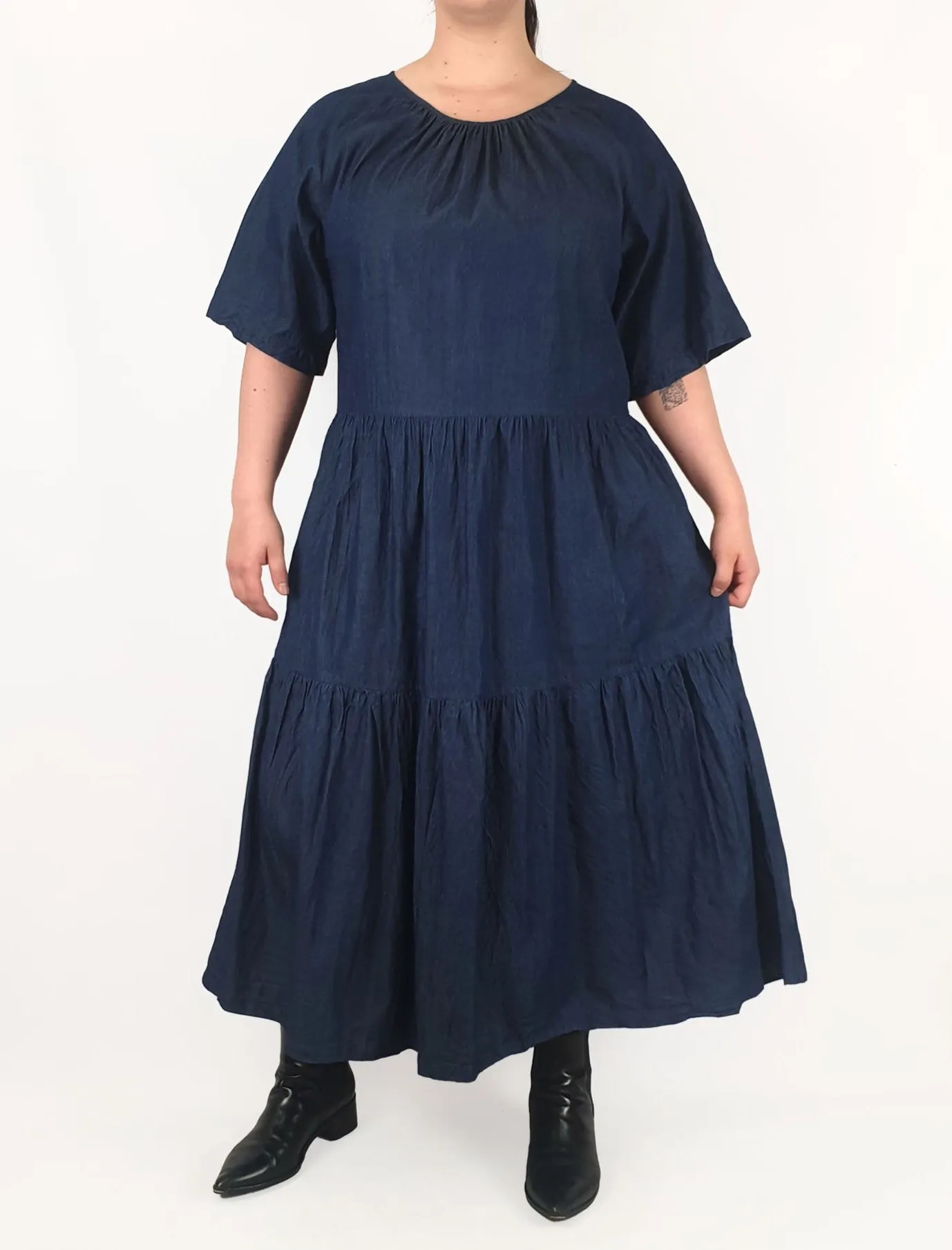 Gorman denim tiered maxi dress size L