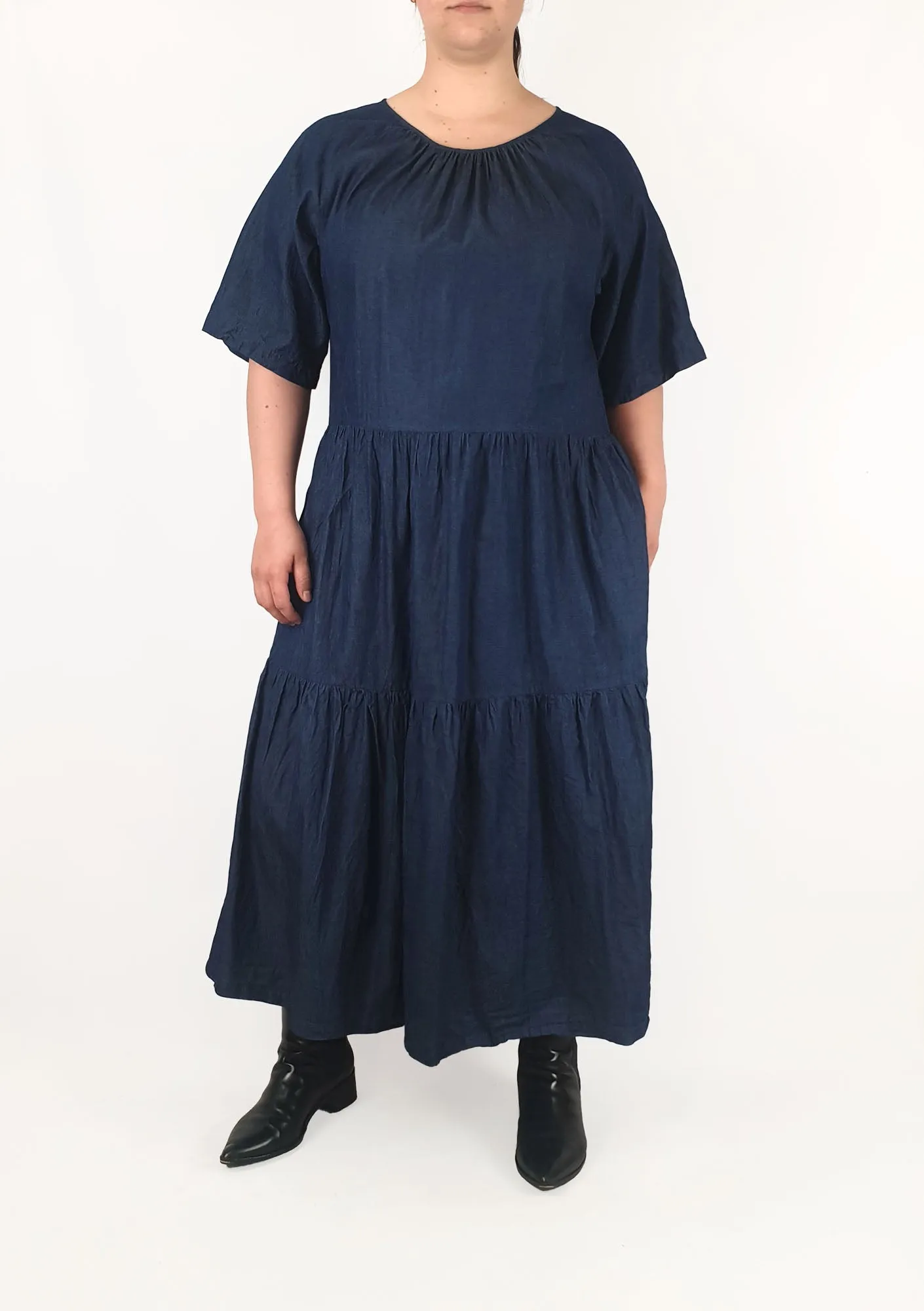 Gorman denim tiered maxi dress size L