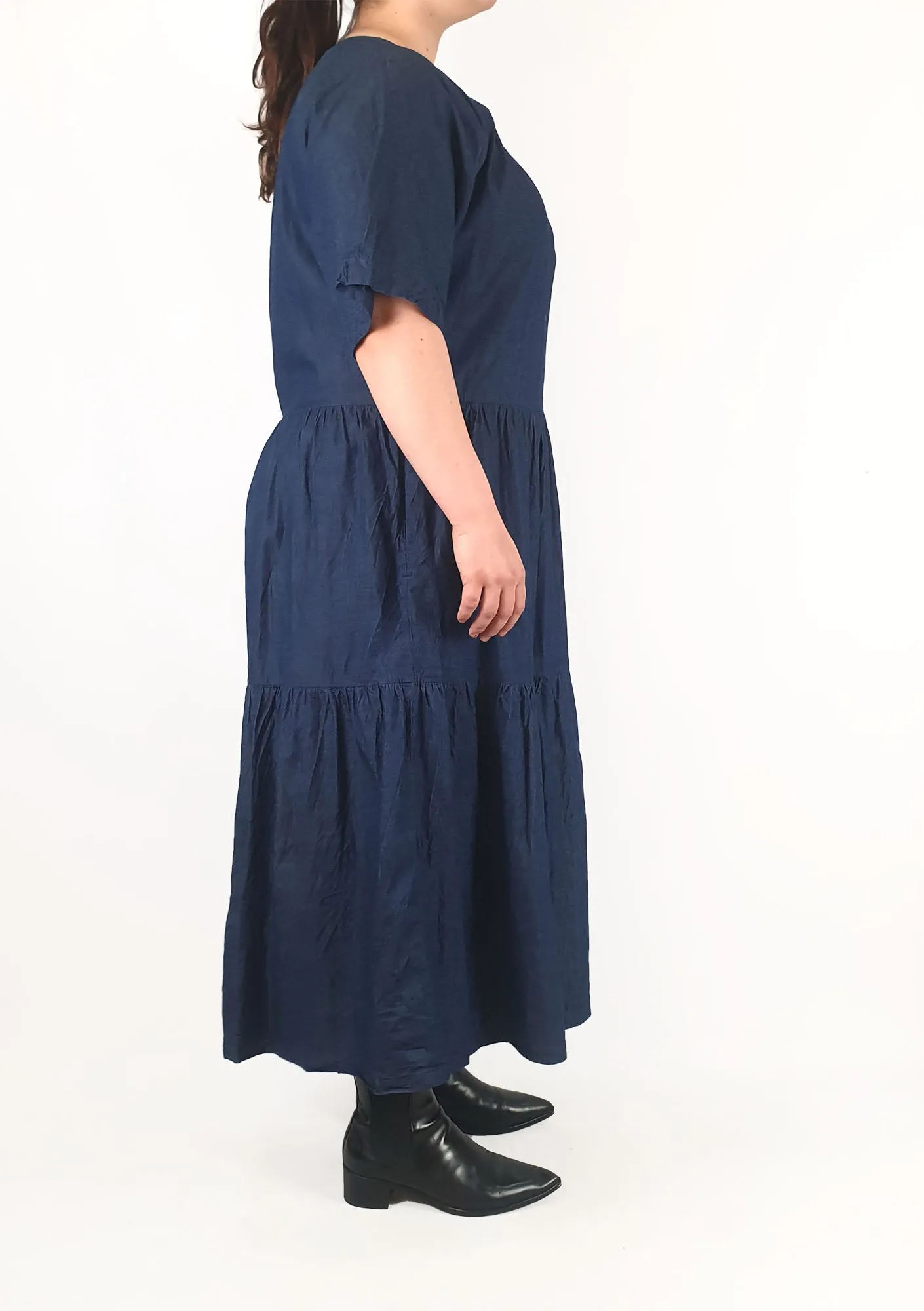 Gorman denim tiered maxi dress size L