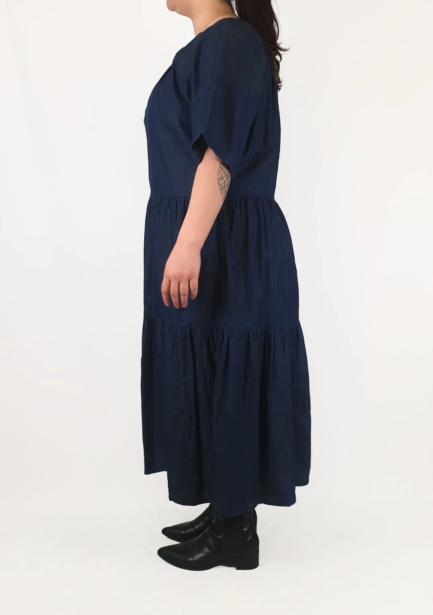 Gorman denim tiered maxi dress size L