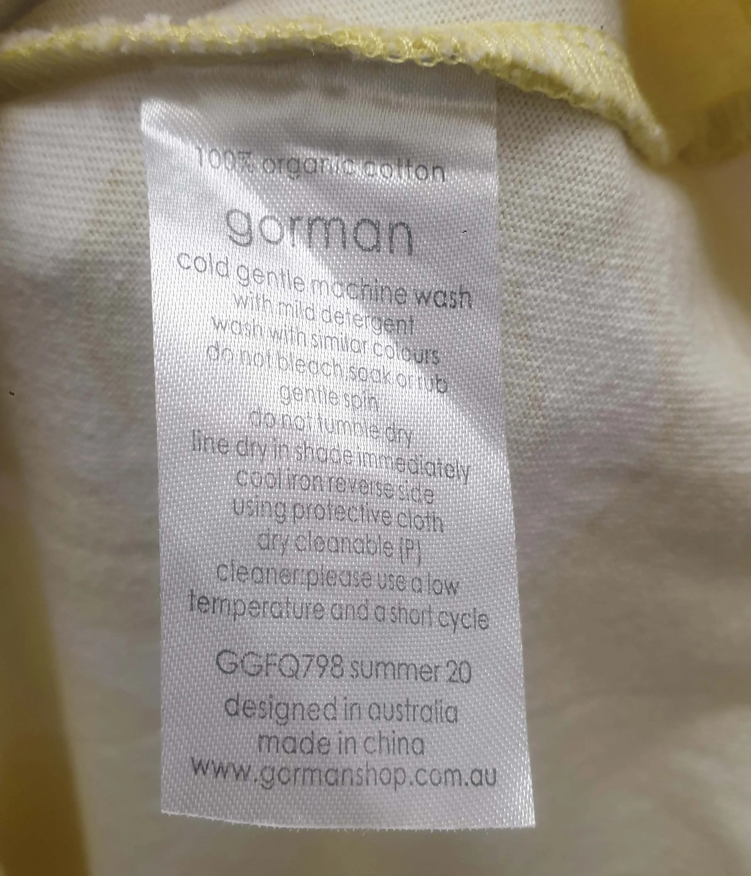 Gorman lime yellow tee shirt dress with squiggle print size L