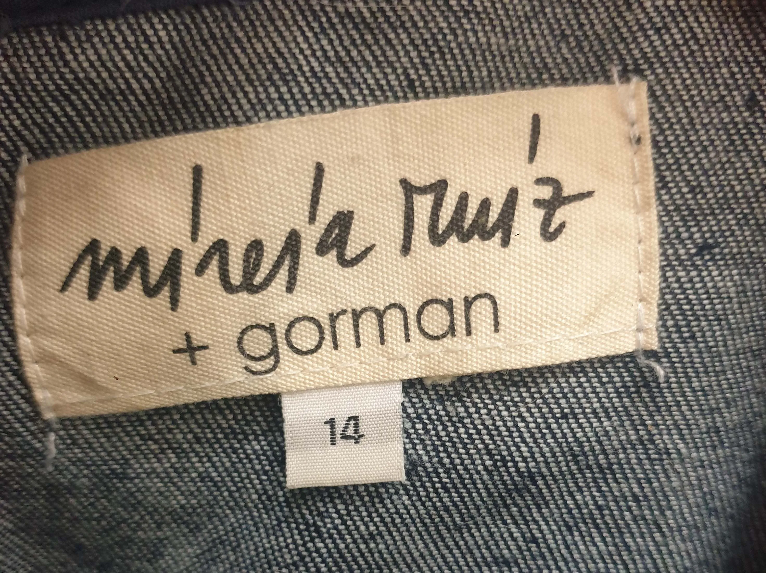 Gorman   Mireia Ruiz dark denim pinny with fab print size 12