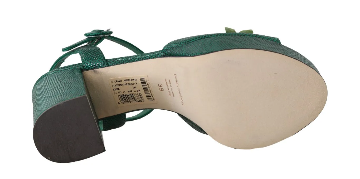 Green Iguana Leather Crystal Sandal