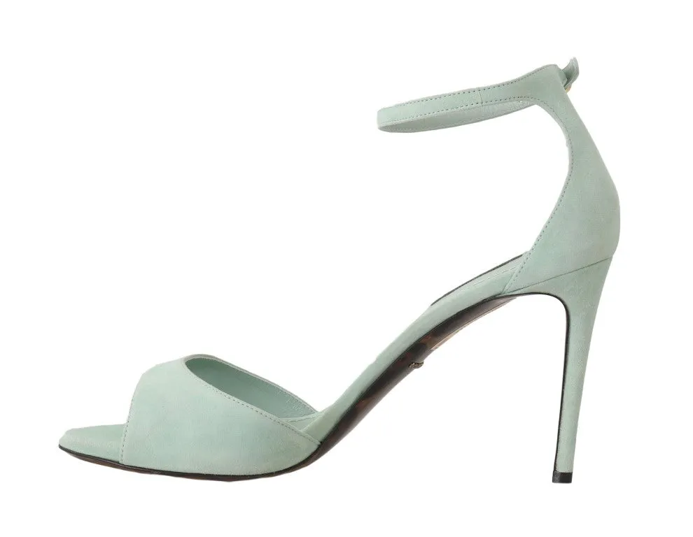 Green Suede Leather Heels Sandal