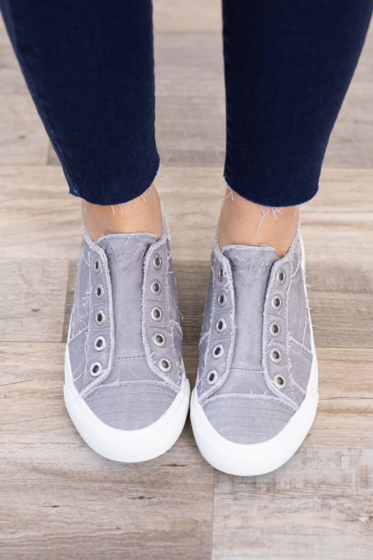 Grey Platform Slip On Sneakers