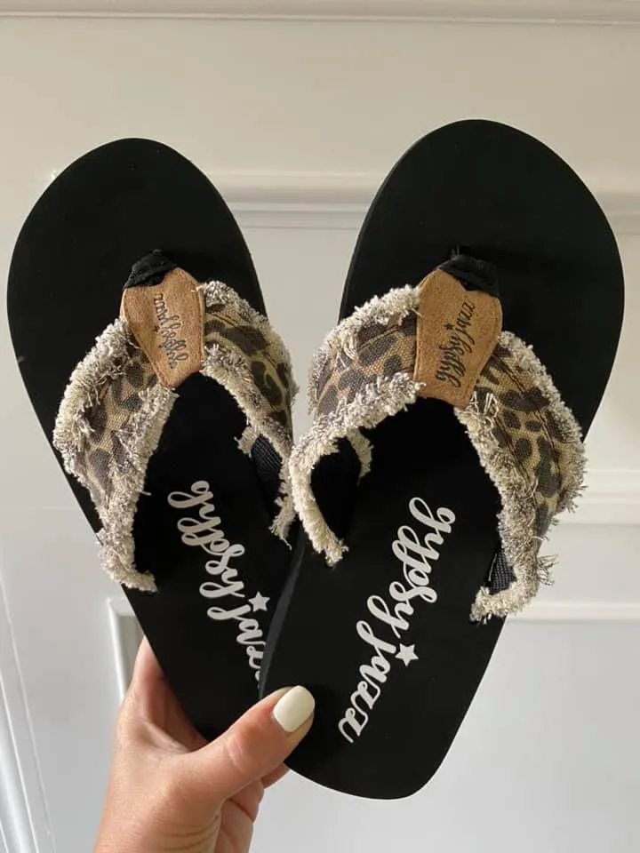 Gypsy Jazz Flip Flop Sandal - Black Leopard - Restocked!!!