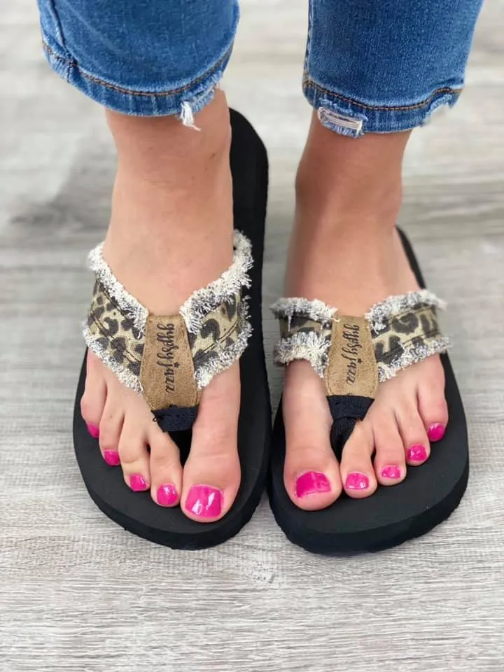 Gypsy Jazz Flip Flop Sandal - Black Leopard - Restocked!!!