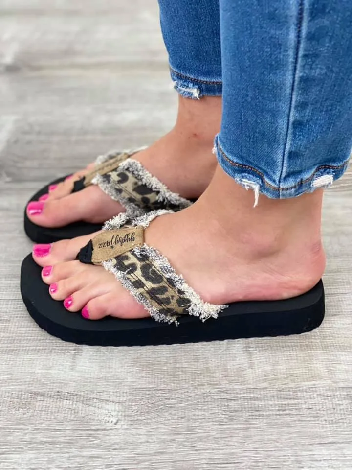Gypsy Jazz Flip Flop Sandal - Black Leopard - Restocked!!!