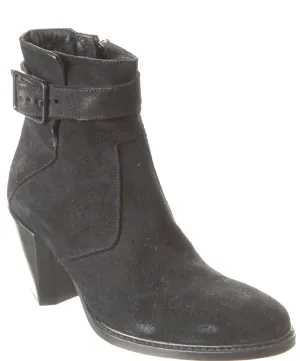 Helmut Lang. Black Suede Leather Chunk Heel Boots SZ 38