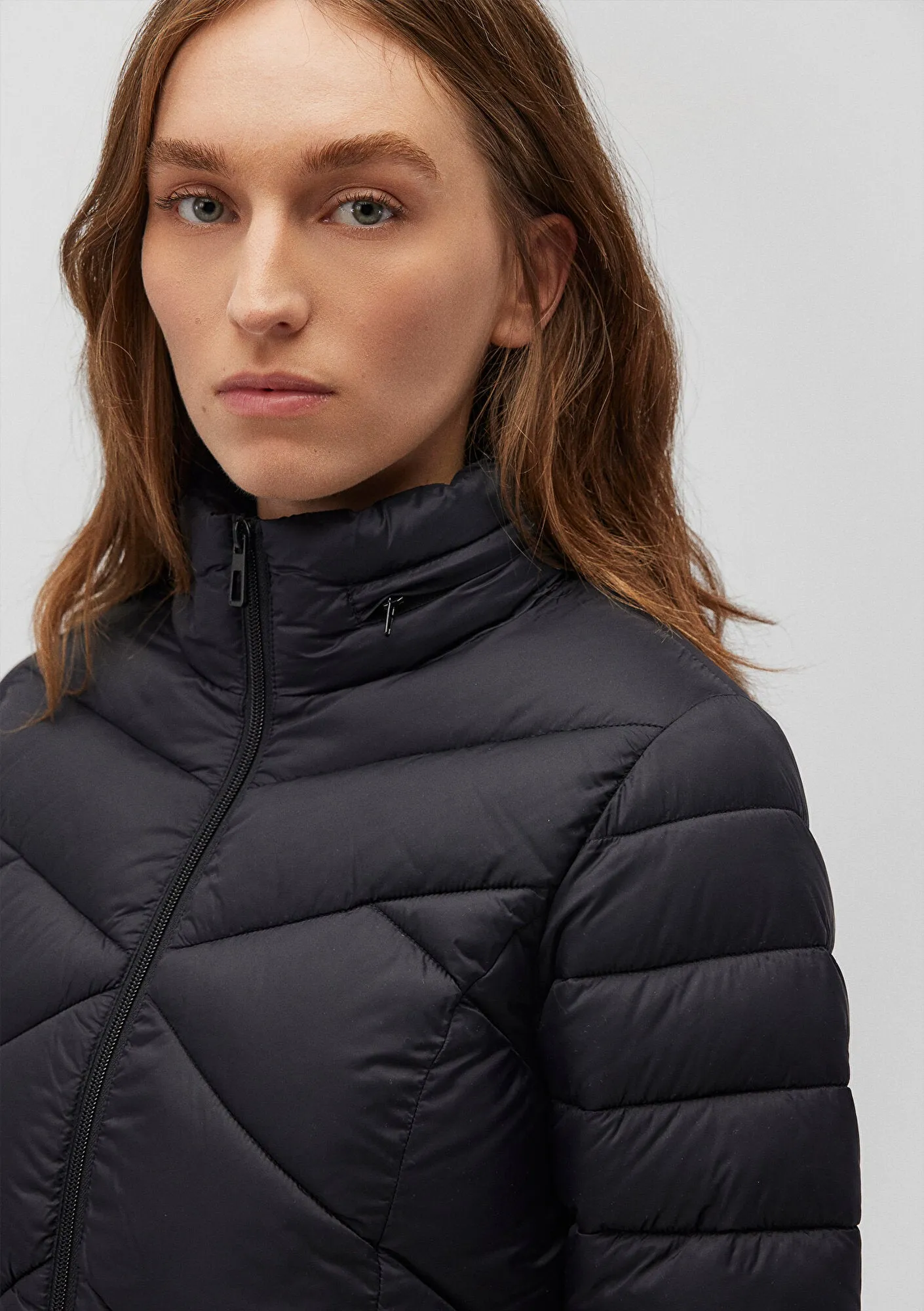 High Collar Black Puffer Jacket