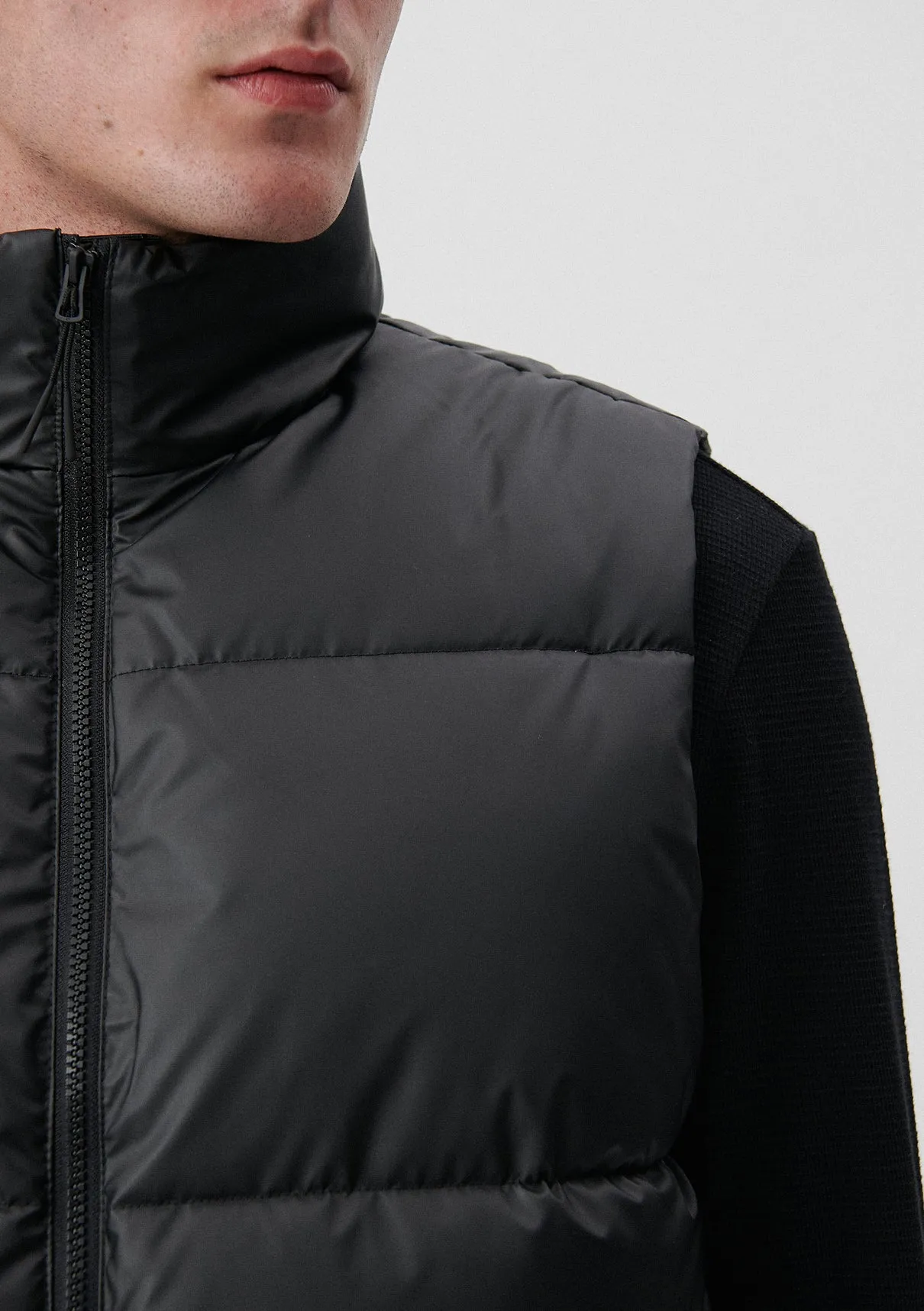 High Collar Black Puffer Vest