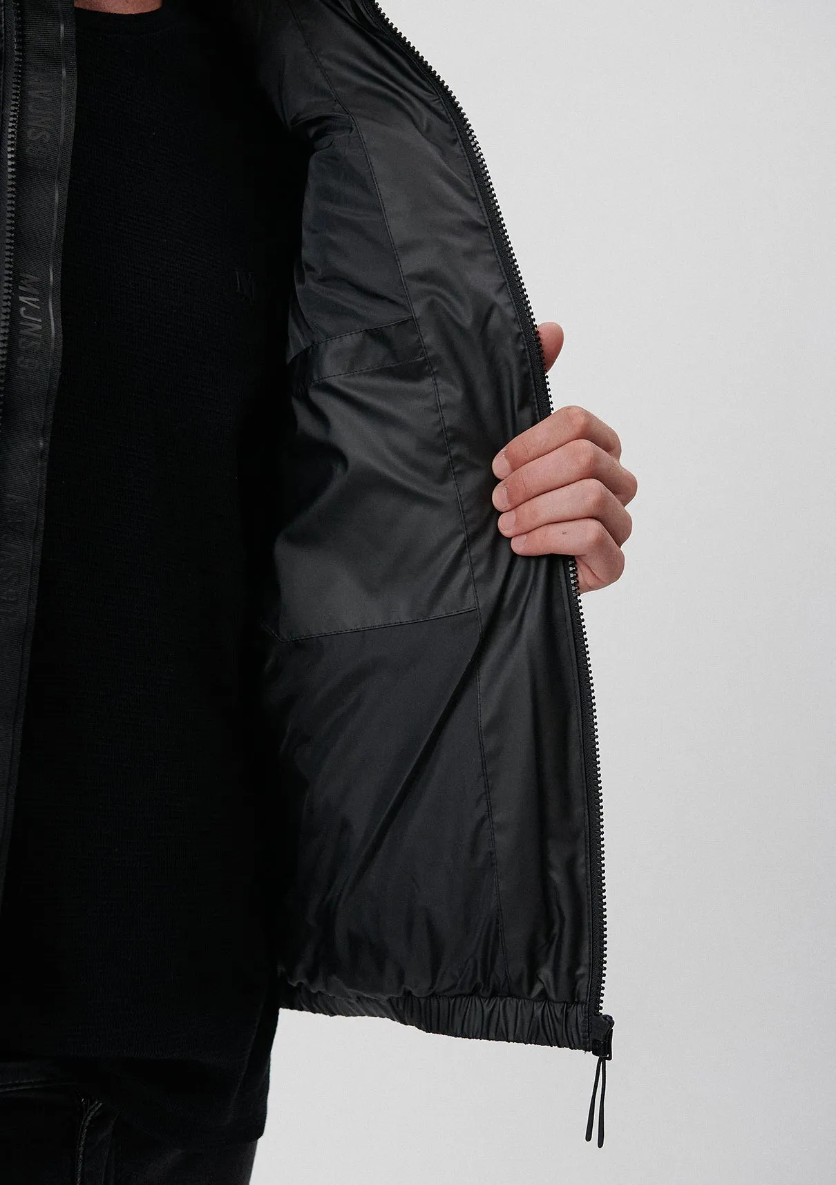 High Collar Black Puffer Vest